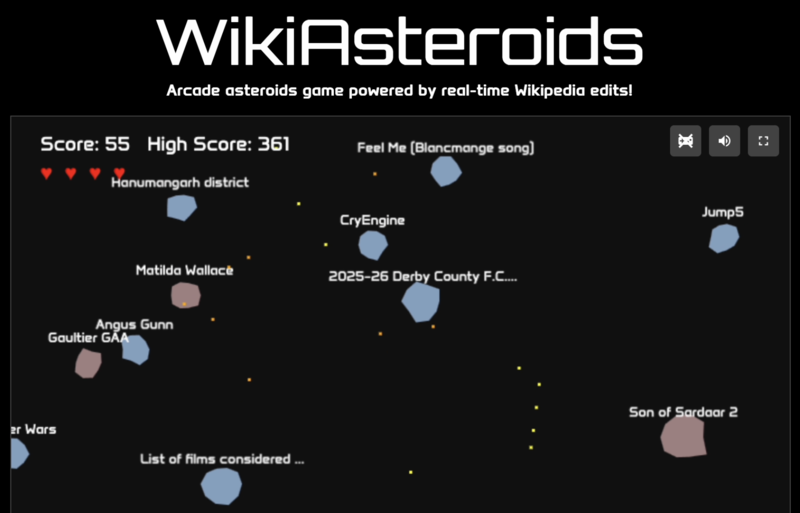 WikiAsteroids screenshot